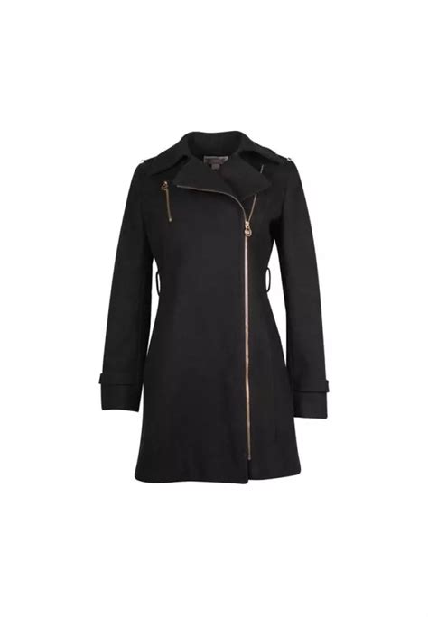 michael kors black coat with gold zippers|Michael Kors women's down coat.